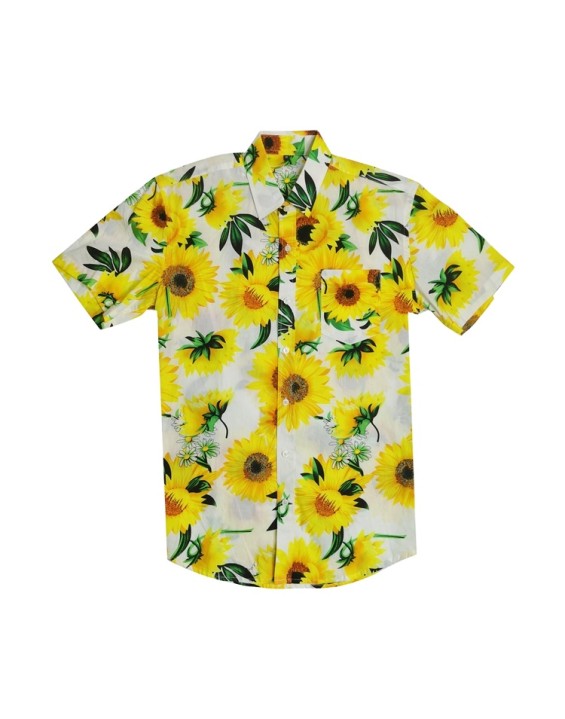 Hot Sale Popular Breathable  Men'S Hawaiian Flower Shirts Short Sleeve