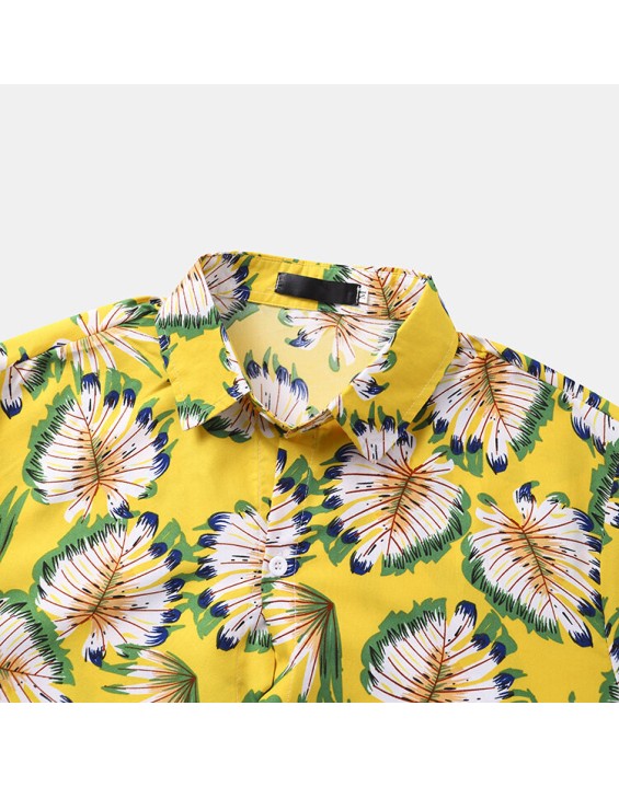 2023 New Summer Fashion Men'S Button Up Tropical Shirt Mens Hawaiian