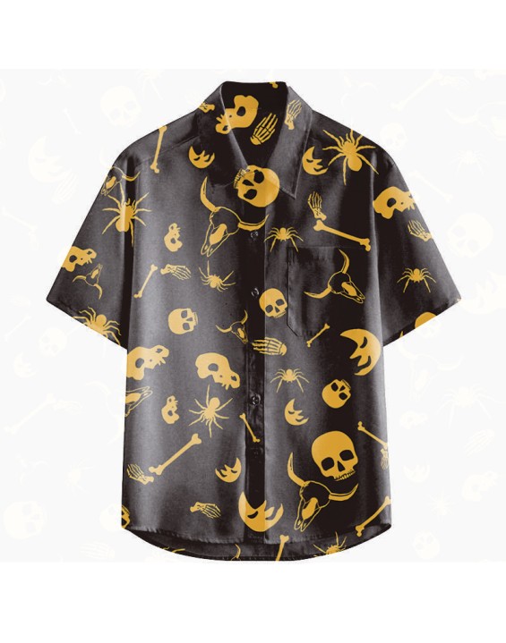 New Pattern Good Quality Man'S Fashion Skull Holiday Hawaiian Shirt