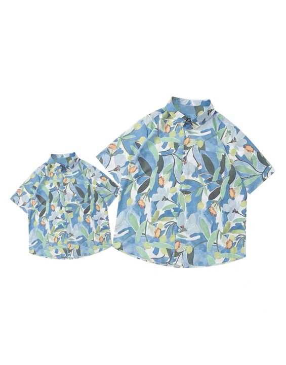 Hawaiian Shirts Family Matching USA Kid Size Shirts  Pattern Viscose Resort Shirts