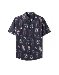 Summer 100%cotton Fabric Short Sleeve Men's Button Down Collar Hawaiian Shirt Tropical Beach Shirts