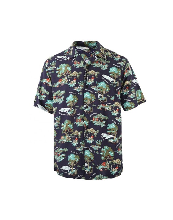 Summer  Printed Cool Beach Floral Hawaiian Style Shirt Short Sleeve Button up Coconut Tree Printing Hawaii Shirts for Men