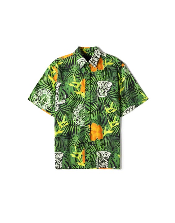 Summer 100%cotton Fabric Short Sleeve Men's Button Down Collar Hawaiian Shirt Tropical Beach Shirts