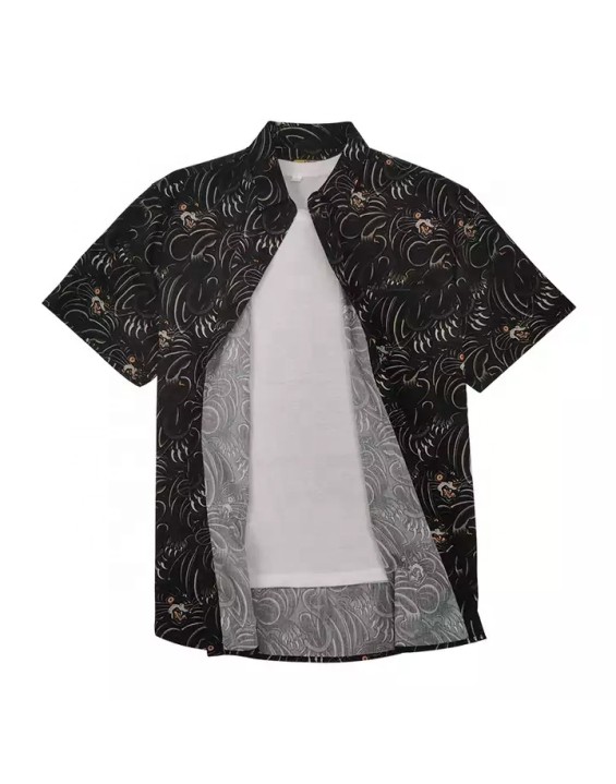 Design Print Shirts Short Sleeve Breathable Button Up Summer Wear Hawaiian Shirts