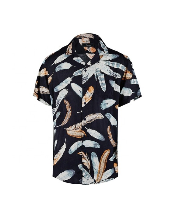 Summer  Printed Cool Beach Floral Hawaiian Style Shirt Short Sleeve Button up Coconut Tree Printing Hawaii Shirts for Men