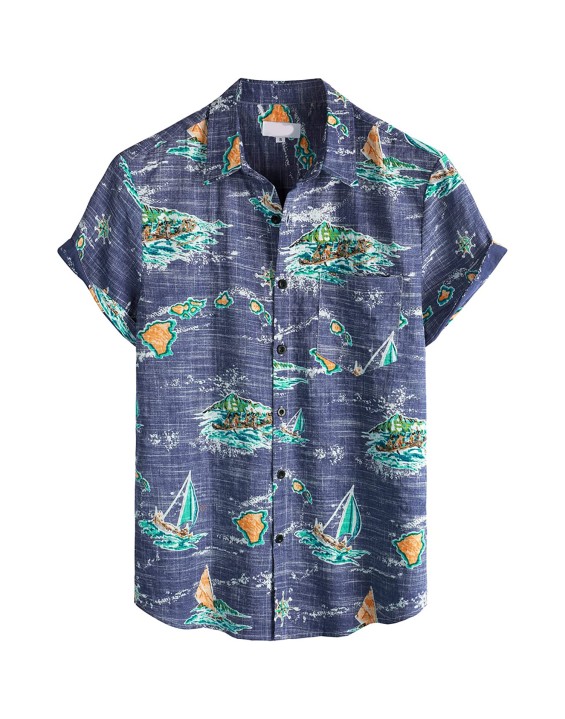  Print Clothes Supplier Beach Hawaiian Floral Men Shirts