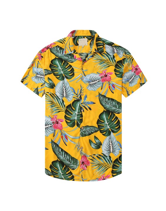 Aloha Summer Resort Beach Floral Hawaiian Shirts for Men