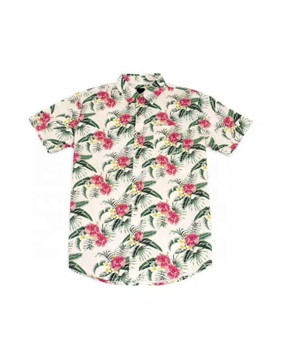 Summer  Printed Cool Beach Floral Hawaiian Style Shirt Short Sleeve Button up Coconut Tree Printing Hawaii Shirts for Men