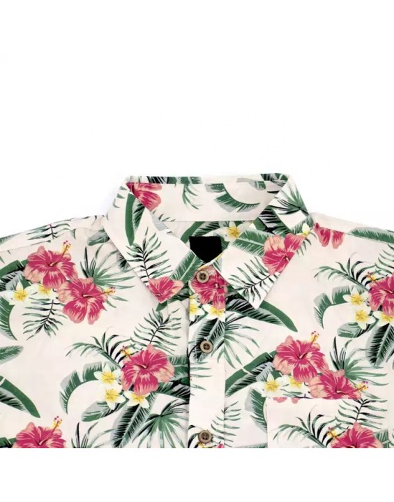 Summer  Printed Cool Beach Floral Hawaiian Style Shirt Short Sleeve Button up Coconut Tree Printing Hawaii Shirts for Men