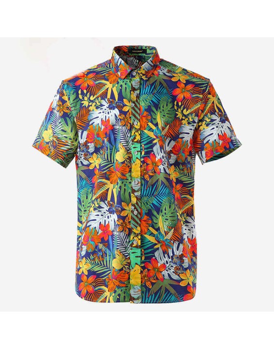 Clothing Casual Hawaii Shirts Polyester Printing Shirts Vacation Summer Beach Floral Shirts