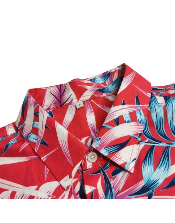 2023 Short Sleeve High Quality Red Hawaiian Shirts