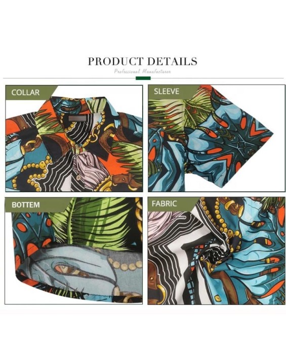 Cotton Hawaiian Shirts  Printing Trims Short Sleeves Casual Mens Summer Shirts