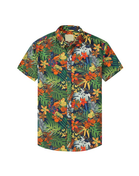 New Arrival  Printed 100% Rayon Viscose Casual Men Tiki Hawaiian Shirt