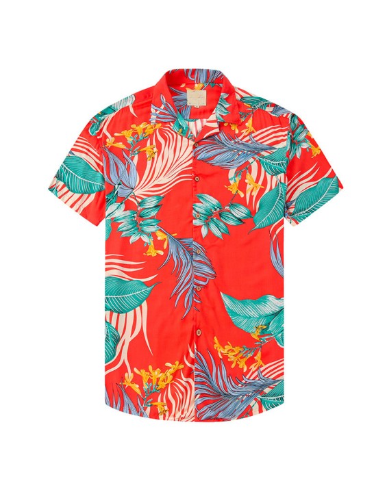 Aloha Summer Resort Beach Floral Hawaiian Shirts for Men