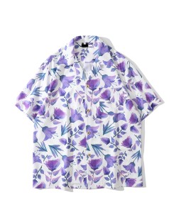 Floral Print Resort Shirts Polyester Cotton  Artwork Hawaiian Shirts