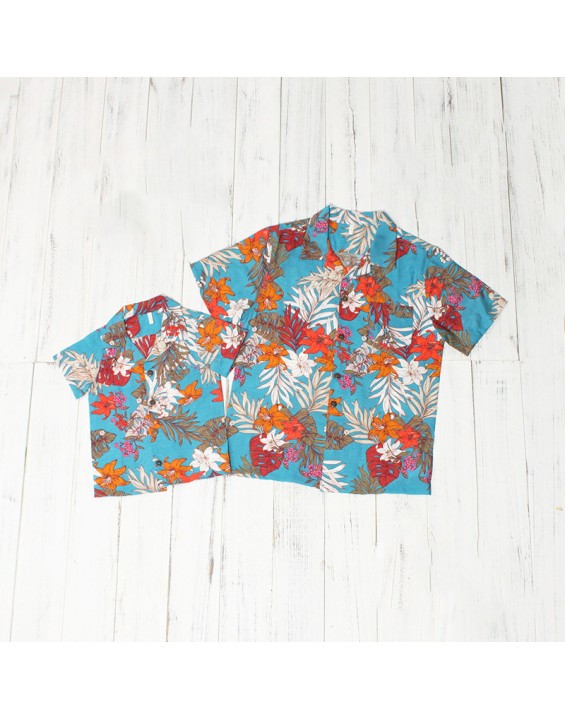 Hawaiian Shirts Family Matching USA Kid Size Shirts  Pattern Viscose Resort Shirts