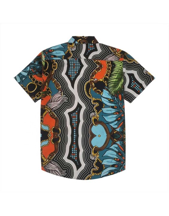 Cotton Hawaiian Shirts  Printing Trims Short Sleeves Casual Mens Summer Shirts