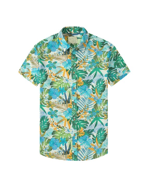 Aloha Summer Resort Beach Floral Hawaiian Shirts for Men