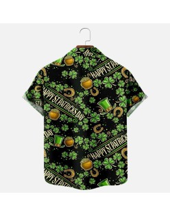 Saint Patrick's Day Party Shirts  Print Cotton Fabric Holiday Wear Hawaiian Shirts