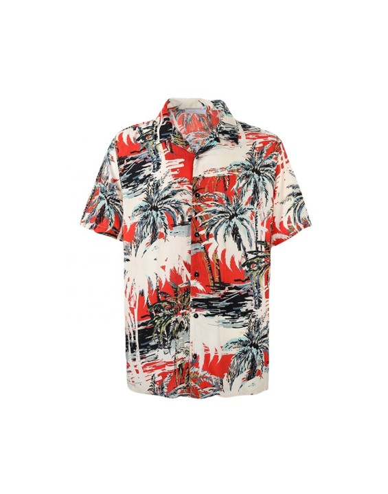 Hot selling funny poplin cotton flower birds pattern man's summer clothing fashion shirt hawaii