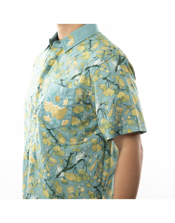  Hawaii vintage print cotton sublimated shirts button  for beach