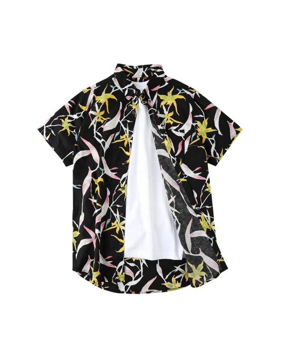 100% Cotton Printed  Short Sleeve Sublimation Hawaiian Floral Shirts