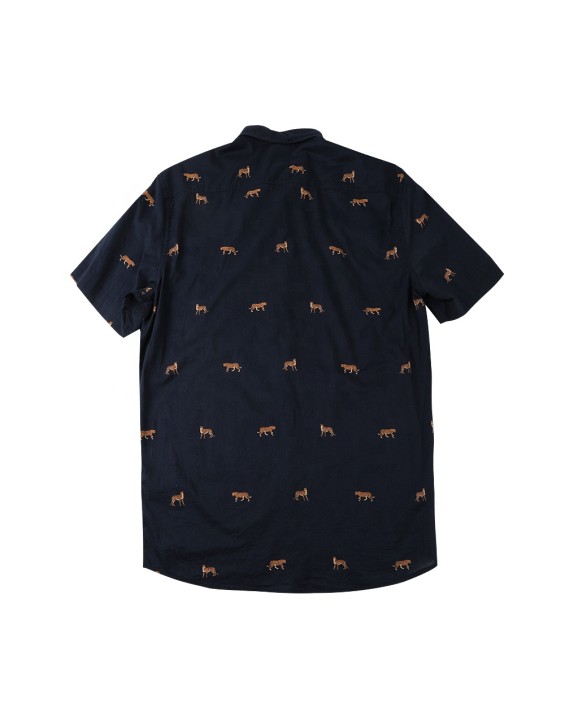 New style small leopard animal printed latest short sleeve casual wer male shirts for men