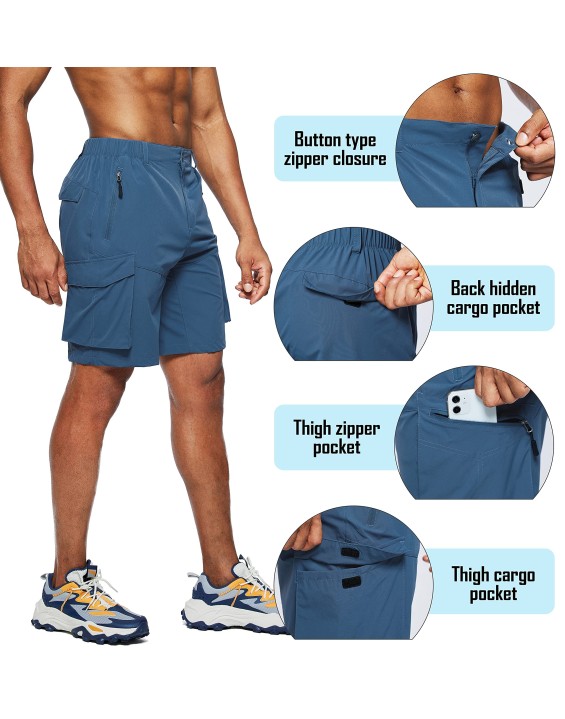 Quick Dry Board Swimming Shorts for Men UPF50+ Fishing Hiking Beach Short with Multi Pockets