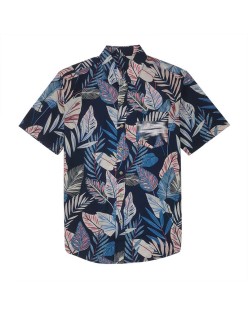 Men's beach shirt short-sleeved floral shirt cotton seaside Hawaiian loose print men's shirt