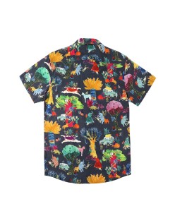 New style  summer short sleeve colorful floral printed new model casual shirt for men 