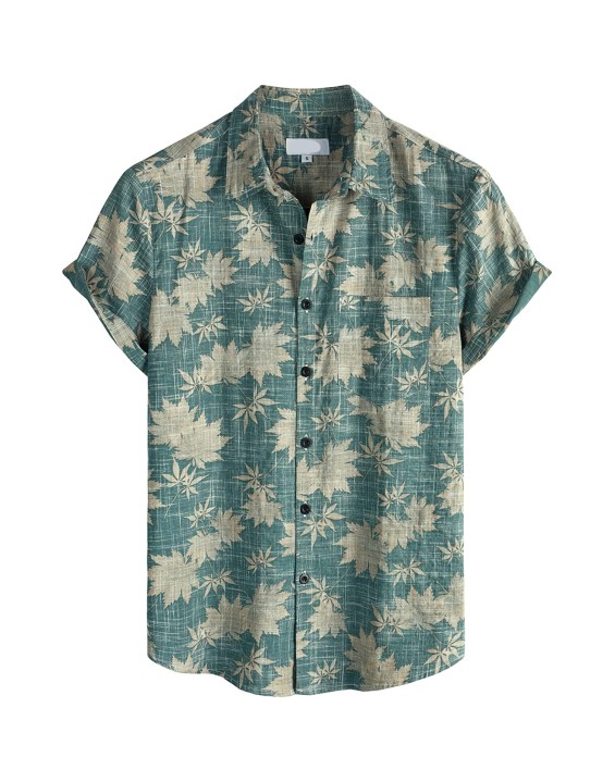  Men's Original Hawaii Aloha T Shirt cotton Summer Short Sleeve Hawaii Printed Button Shirt