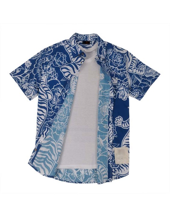 New Design Cotton Hawaiian Shirt Matching Short Set Digital Printing Summer Men Aloha Shirt