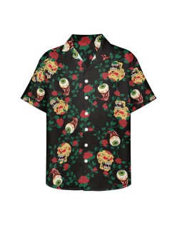 Eyeball Skull Design Digital Print Shirts Festival Activity Wear  Logo XS-5XL Hawaiian Shirts