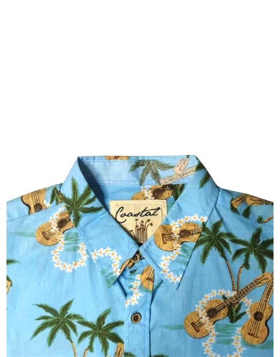 Summer Fashion Short Sleeve Recycled Cotton Rayon Hawaiian Shirt