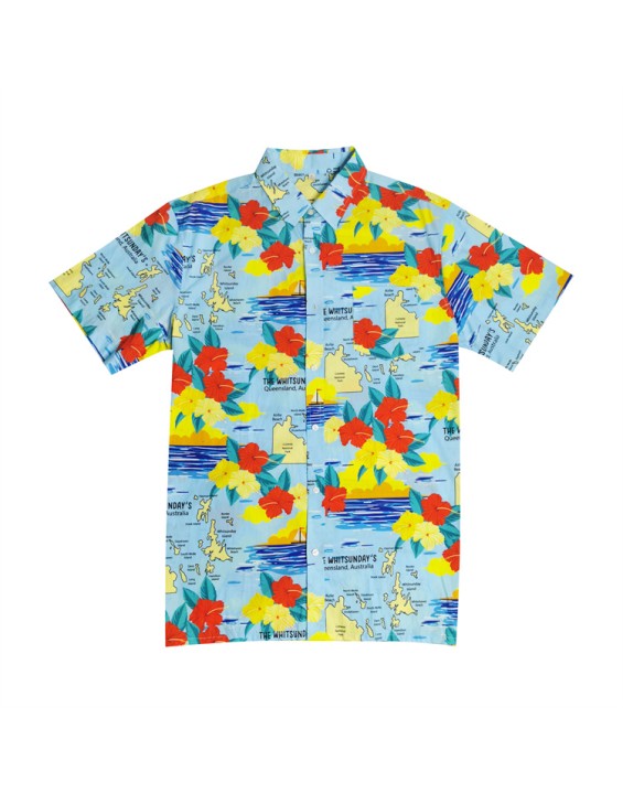 Printed Men Teenager Terry Cloth Beach Shirt Short Hawaiian Shirt