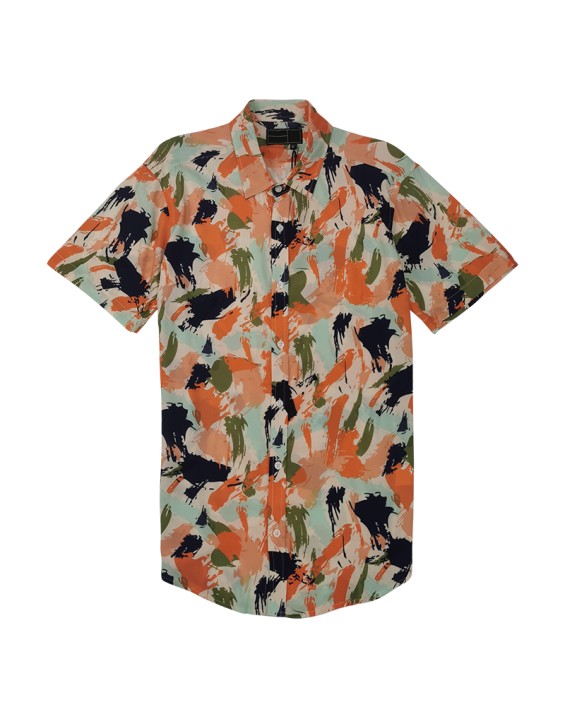 Button down fashion summer flower print cotton casual hawaiian shirts mens short sleeve