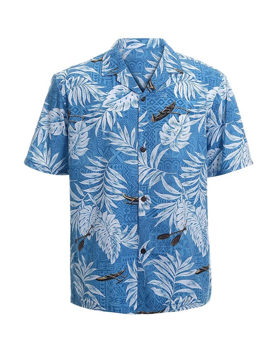 Summer 4 Way Stretch Fabric Short Sleeve Men's Button Down Collar Hawaiian Shirt Tropical Beach Shirts