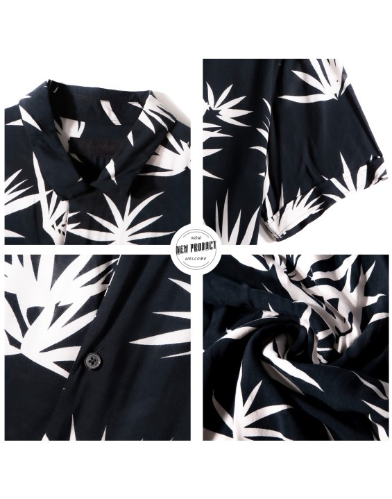 Summer  Printed Cool Beach Floral Hawaiian Style Shirt Short Sleeve Button up Coconut Tree Printing Hawaii Shirts for Men