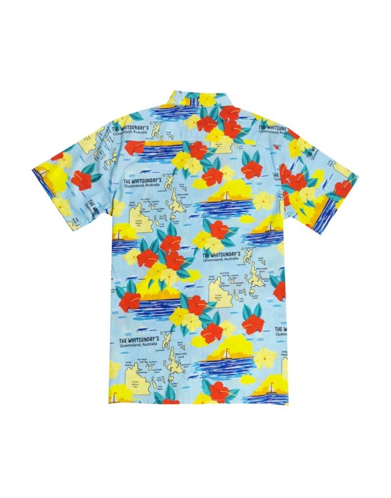 Printed Men Teenager Terry Cloth Beach Shirt Short Hawaiian Shirt