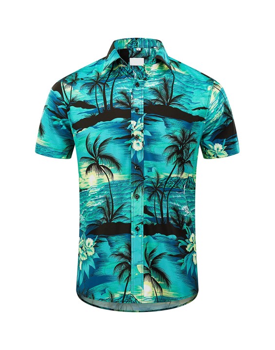 hot selling fashion men casual hawaiian beach floral button up shirts