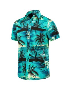 hot selling fashion men casual hawaiian beach floral button up shirts