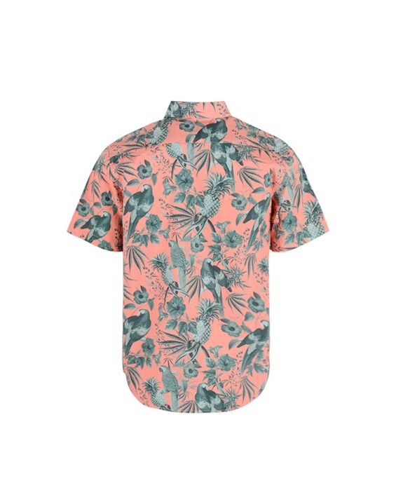 Hot selling funny poplin cotton flower birds pattern man's summer clothing fashion shirt hawaii