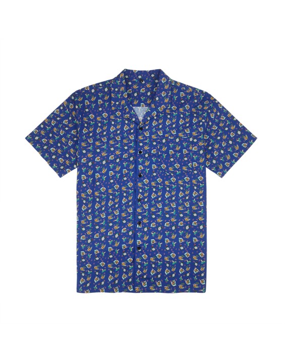 men  print 100% cotton short sleeve hawaiian shirt