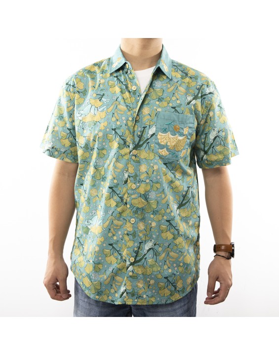  Hawaii vintage print cotton sublimated shirts button  for beach