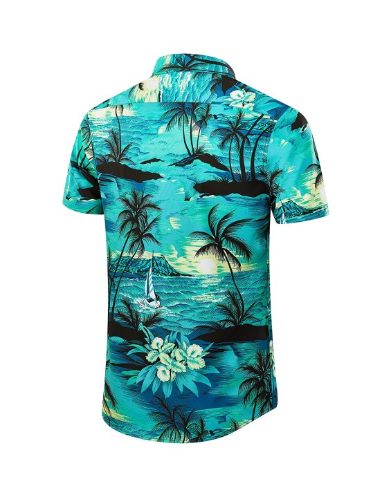 hot selling fashion men casual hawaiian beach floral button up shirts